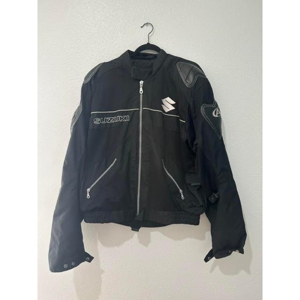 Vintage AGV Sport Suzuki Motorcycle Jacket Black Padded Racing 2XL Korea